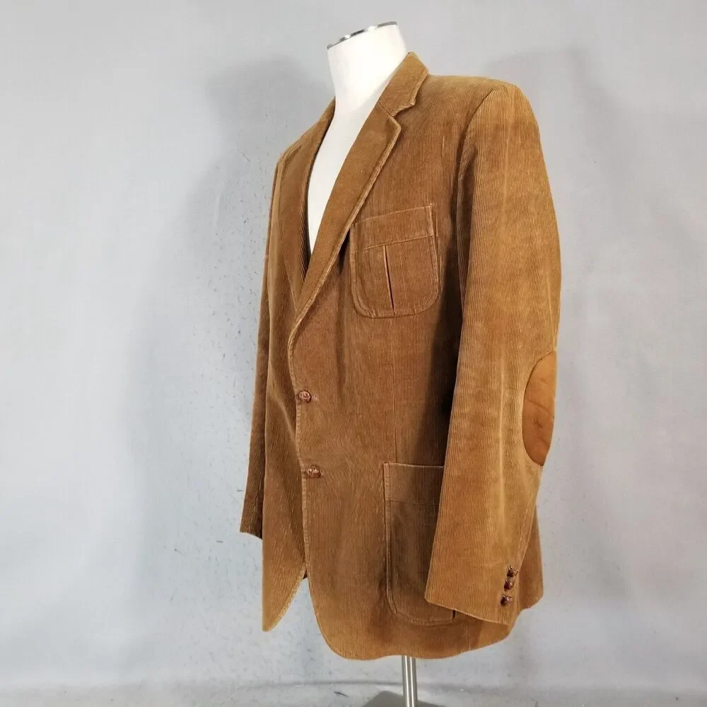 Brad Whitney sport coat jacket men's 46L‎ brown corduroy vintage cotton